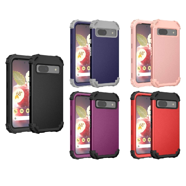 For Google Pixel 9 Pro XL 3 in 1 Silicone Hybrid PC Shockproof Phone Case(Rose Gold) by buy2fix