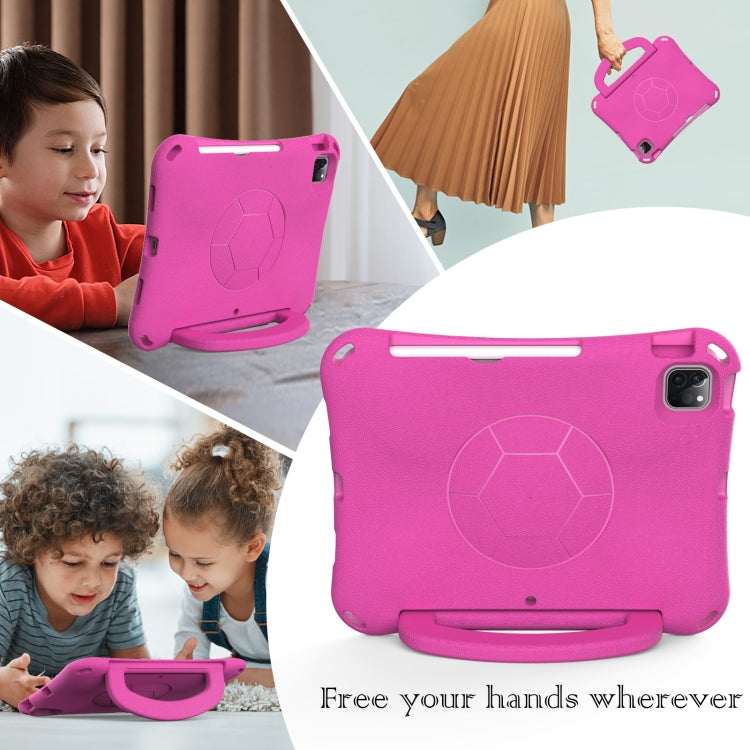 For iPad Pro 11 2025 / 2024 Handle Football Shaped EVA Shockproof Tablet Case(Rose Red) by buy2fix