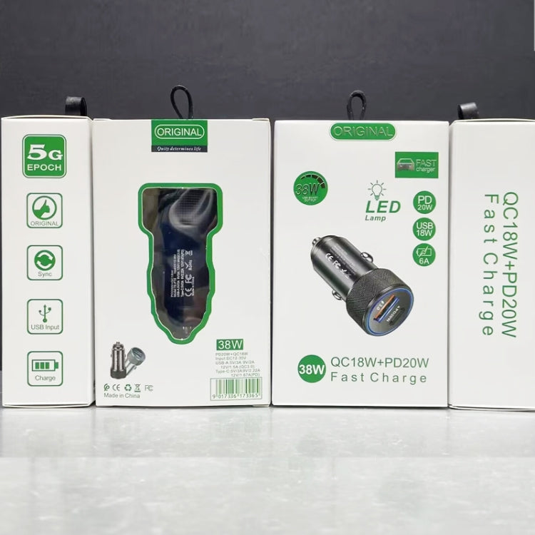 P19 Metal PD20W USB-C + QC18W USB Car Charger with USB-C to USB-C Date Cable for iPhone 15 series(Black) by buy2fix