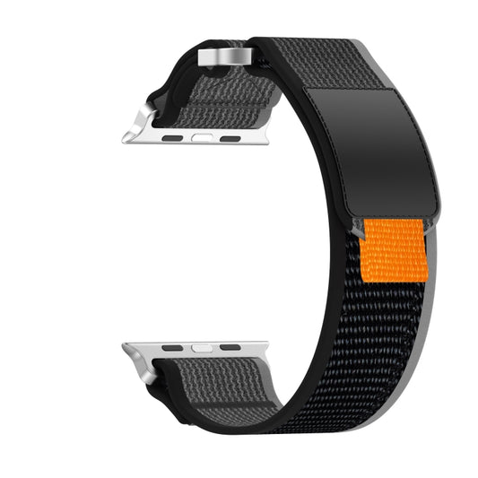 For Apple Watch Ultra 49mm Double Hook and Loop Faster Nylon Watch Band(Black+Grey) by buy2fix
