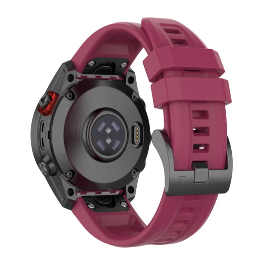For Garmin Fenix 6 GPS Solid Color Black Buckle Silicone Quick Release Watch Band(Wine Red) by buy2fix