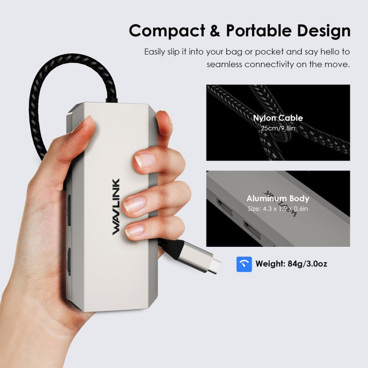 WAVLINK WL-UMD305 7 in 1 4K DP / HDMI Quard Display USB-C Hub Dock Multi-port Adapter by WAVLINK