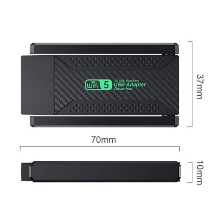 For Desktop PC Laptop Dual Band Driver-Free USB3.0 5G 1200Mbps WiFi Wireless Adapter by buy2fix