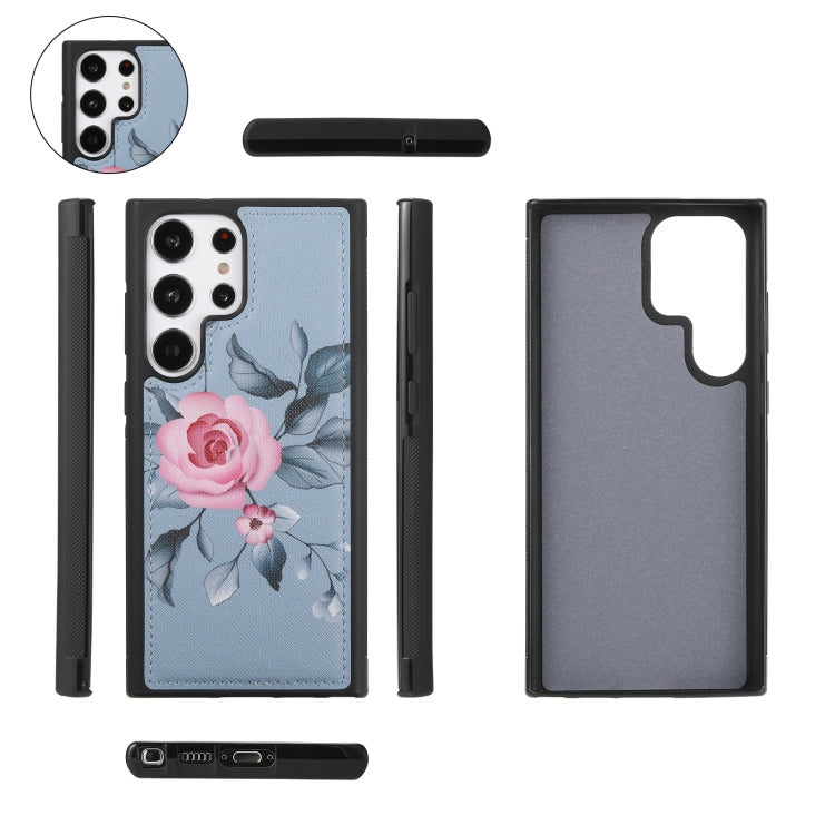 For Samsung Galaxy S23 5G Flower Multi-functional Crossbody Zipper Wallet Leather Phone Case(Blue) - Galaxy S23 5G Cases by buy2fix | Online Shopping UK | buy2fix