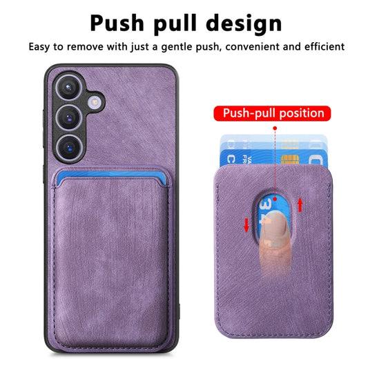 For Samsung Galaxy S24 5G Retro Leather Card Bag Magnetic Phone Case(Purple) by buy2fix