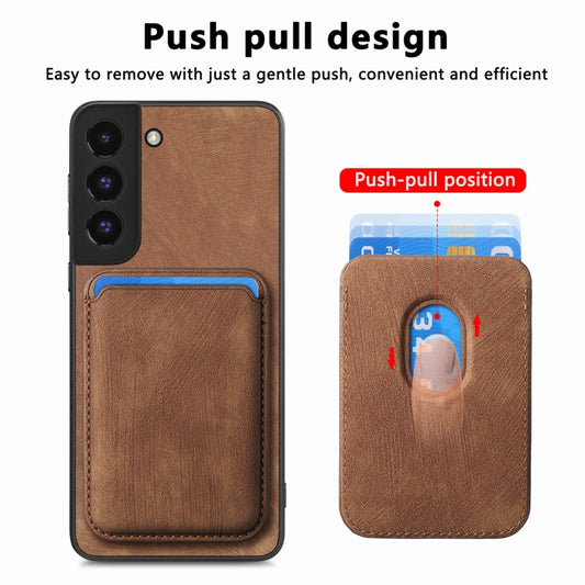 For Samsung Galaxy S22 5G Retro Leather Card Bag Magnetic Phone Case(Brown) by buy2fix
