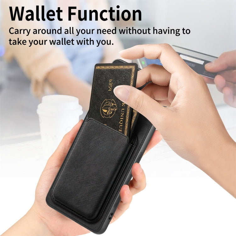 For Samsung Galaxy S21+ 5G Retro Leather Card Bag Magnetic Phone Case(Black) by buy2fix