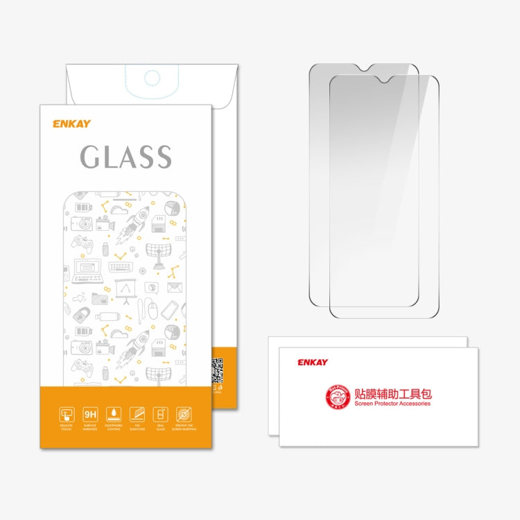 For OPPO A18 / A38 2pcs ENKAY 9H Big Arc Edge High Aluminum-silicon Tempered Glass Film by ENKAY