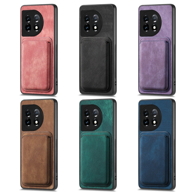 For OnePlus 12 5G Retro Leather Card Bag Magnetic Phone Case(Black) by buy2fix