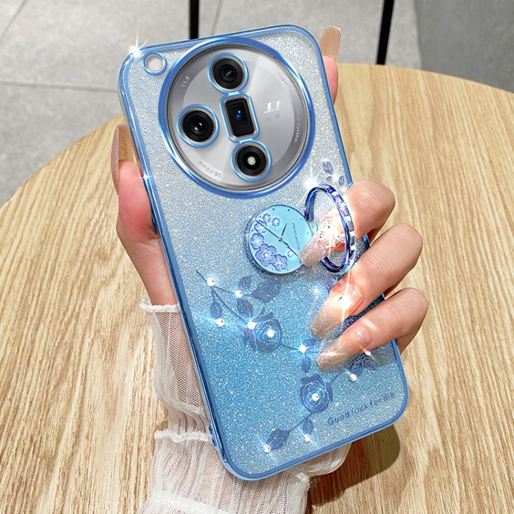For OPPO Find X7 Gradient Glitter Immortal Flower Ring All-inclusive Phone Case(Blue) by buy2fix