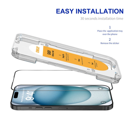 For iPhone 15 Plus ENKAY Easy Install High Alumina Silicon Full Glass Film by ENKAY