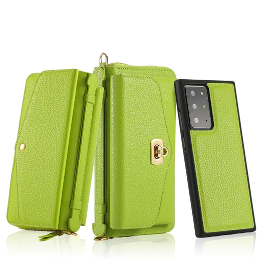 For Samsung Galaxy Note20 Ultra Crossbody Multi-functional Zipper Wallet Litchi Leather Phone Case(Green) - Galaxy Phone Cases by buy2fix | Online Shopping UK | buy2fix