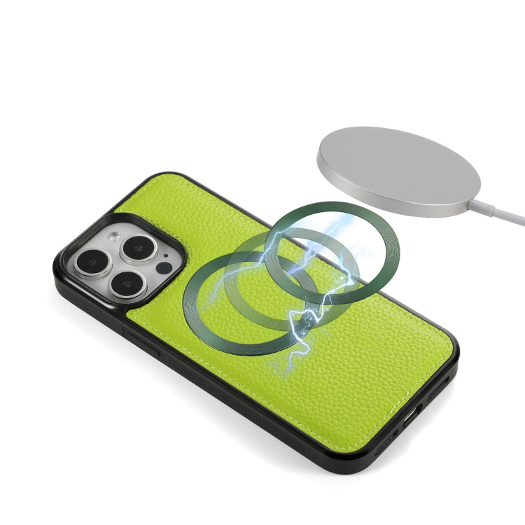 For iPhone 15 MagSafe Crossbody Multi-functional Zipper Wallet Litchi Leather Phone Case(Green) by buy2fix