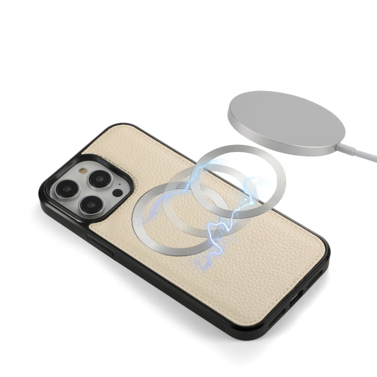 For iPhone 14 MagSafe Crossbody Multi-functional Zipper Wallet Litchi Leather Phone Case(White) by buy2fix