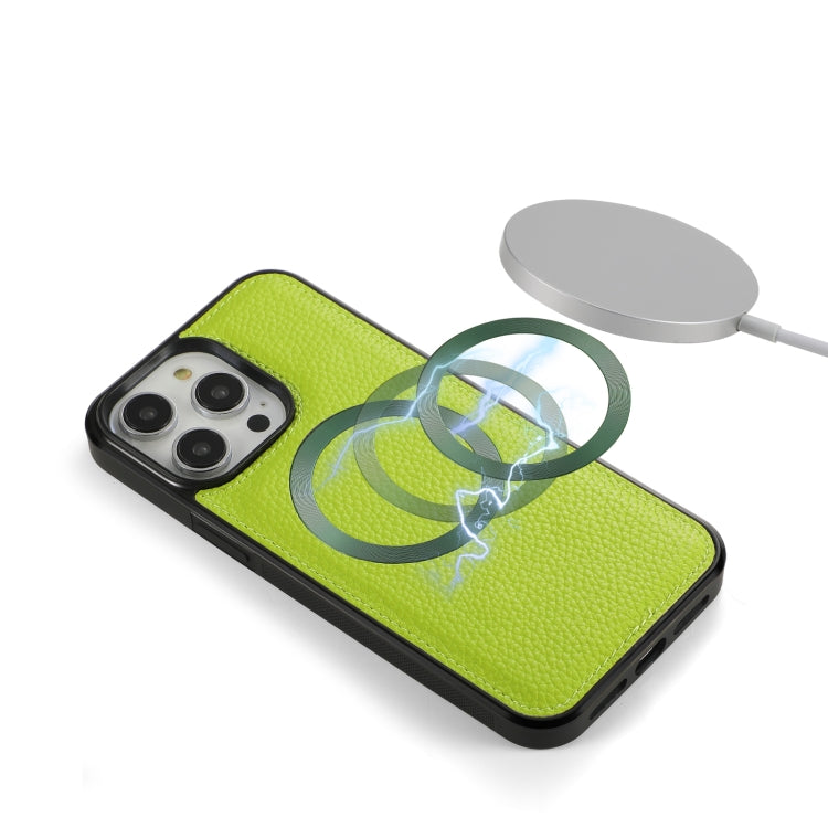 For iPhone 14 Pro Max MagSafe Crossbody Multi-functional Zipper Wallet Litchi Leather Phone Case(Green) by buy2fix