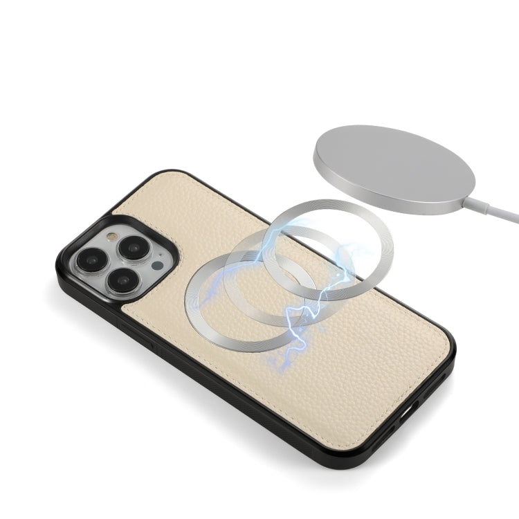 For iPhone 13 MagSafe Crossbody Multi-functional Zipper Wallet Litchi Leather Phone Case(White) by buy2fix