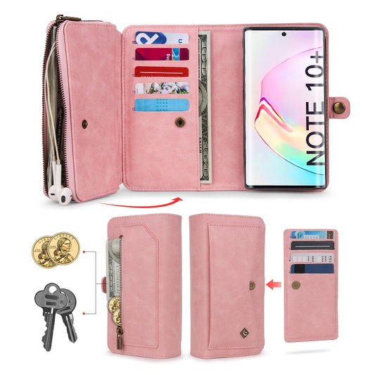 For Samsung Galaxy Note10+ Multi-functional Zipper Wallet Leather Phone Case(Pink) - Galaxy Phone Cases by buy2fix | Online Shopping UK | buy2fix