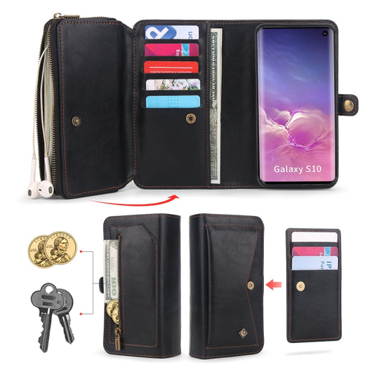 For Samsung Galaxy S10 Multi-functional Zipper Wallet Leather Phone Case(Black) - Galaxy Phone Cases by buy2fix | Online Shopping UK | buy2fix
