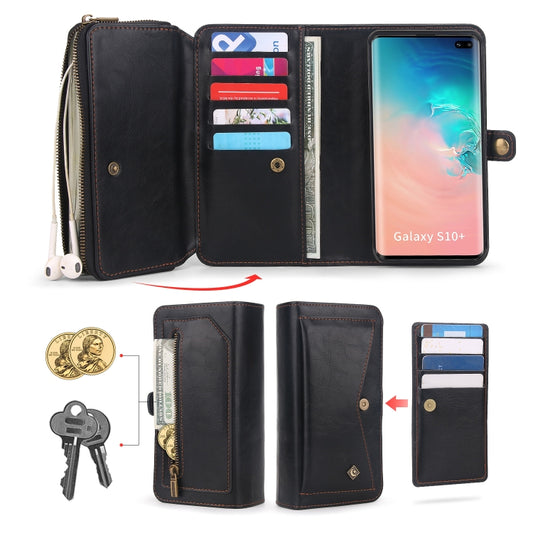 For Samsung Galaxy S10+ Multi-functional Zipper Wallet Leather Phone Case(Black) - Galaxy Phone Cases by buy2fix | Online Shopping UK | buy2fix