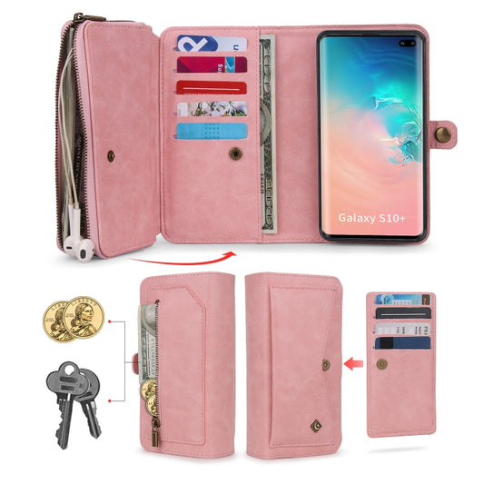 For Samsung Galaxy S10+ Multi-functional Zipper Wallet Leather Phone Case(Pink) - Galaxy Phone Cases by buy2fix | Online Shopping UK | buy2fix