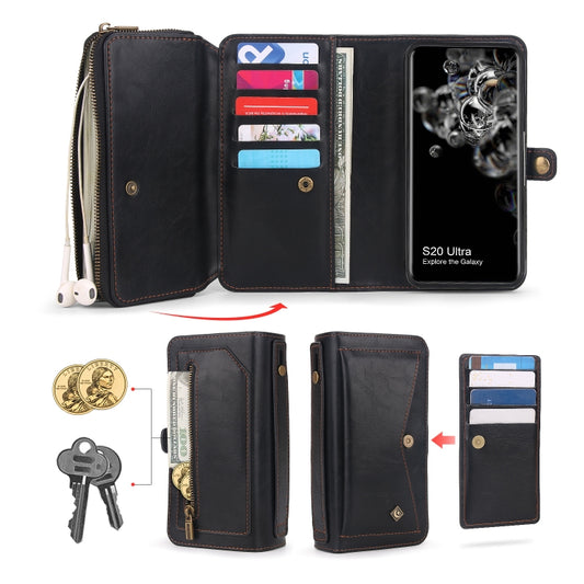 For Samsung Galaxy S20 Ultra Multi-functional Zipper Wallet Leather Phone Case(Black) - Galaxy Phone Cases by buy2fix | Online Shopping UK | buy2fix