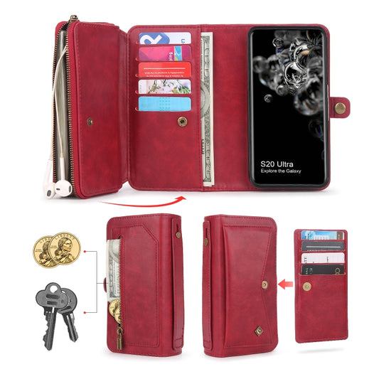 For Samsung Galaxy S20 Ultra Multi-functional Zipper Wallet Leather Phone Case(Red) - Galaxy Phone Cases by buy2fix | Online Shopping UK | buy2fix