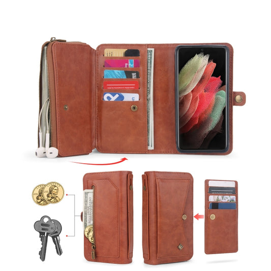 For Samsung Galaxy S23 5G Multi-functional Zipper Wallet Leather Phone Case(Orange) - Galaxy Phone Cases by buy2fix | Online Shopping UK | buy2fix