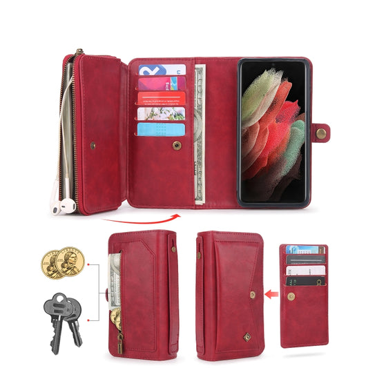 For Samsung Galaxy S23+ 5G Multi-functional Zipper Wallet Leather Phone Case(Red) - Galaxy S23+ 5G Cases by buy2fix | Online Shopping UK | buy2fix
