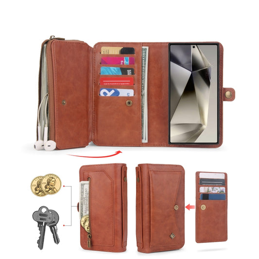 For Samsung Galaxy S24 Ultra 5G Multi-functional Zipper Wallet Leather Phone Case(Orange) - Galaxy S24 Ultra 5G Cases by buy2fix | Online Shopping UK | buy2fix