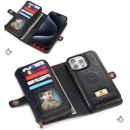 For iPhone 15 Multi-functional Zipper Wallet Leather Phone Case(Black) - iPhone 15 Cases by buy2fix | Online Shopping UK | buy2fix