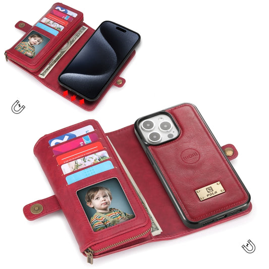 For iPhone 15 Multi-functional Zipper Wallet Leather Phone Case(Pink) - iPhone 15 Cases by buy2fix | Online Shopping UK | buy2fix