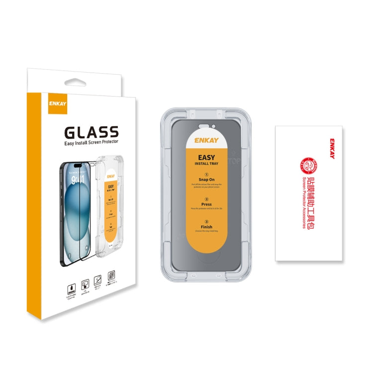 For iPhone 16 ENKAY Easy Install Anti-peeping Privacy Full Screen Tempered Glass Film by ENKAY