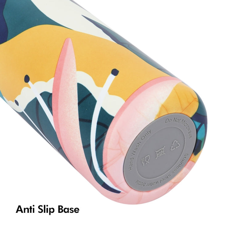 JUNSUNMAY Geometric Patterns Coating 304 Stainless Steel 550ml Water Vacuum Bottle(Dark Blue) by JUNSUNMAY