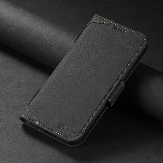For iPhone 14 SUTENI J07 Multifunctional Horizontal Flip Magsafe Leather Phone Case(Black) by Suteni