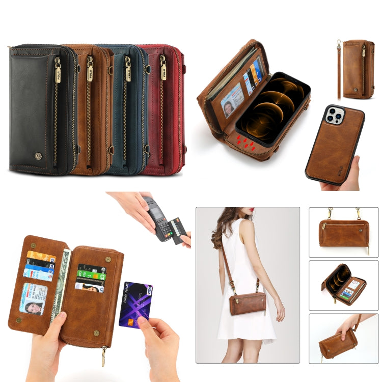 For iPhone 12 Pro Crossbody Multi-functional Zipper Wallet Leather Phone Case(Green) - iPhone 12 / 12 Pro Cases by buy2fix | Online Shopping UK | buy2fix