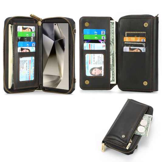 For Samsung Galaxy S24 5G Crossbody Multi-functional Zipper Wallet Leather Phone Case(Black) - Galaxy S24 5G Cases by buy2fix | Online Shopping UK | buy2fix