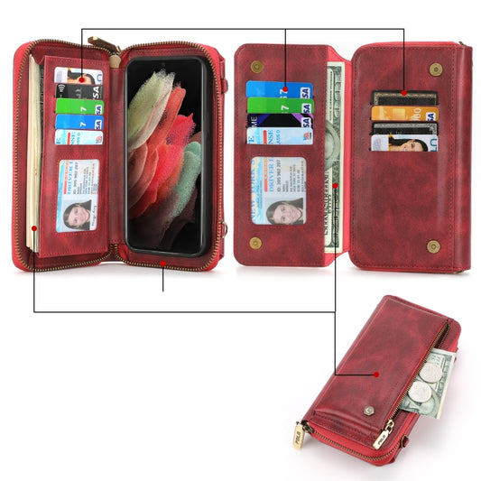 For Samsung Galaxy S23 Ultra 5G Crossbody Multi-functional Zipper Wallet Leather Phone Case(Red) - Galaxy S23 Ultra 5G Cases by buy2fix | Online Shopping UK | buy2fix