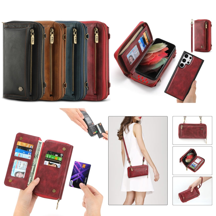 For Samsung Galaxy S23+ 5G Crossbody Multi-functional Zipper Wallet Leather Phone Case(Green) - Galaxy S23+ 5G Cases by buy2fix | Online Shopping UK | buy2fix