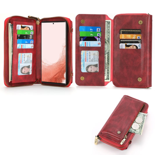 For Samsung Galaxy S22 5G Crossbody Multi-functional Zipper Wallet Leather Phone Case(Red) - Galaxy S22 5G Cases by buy2fix | Online Shopping UK | buy2fix