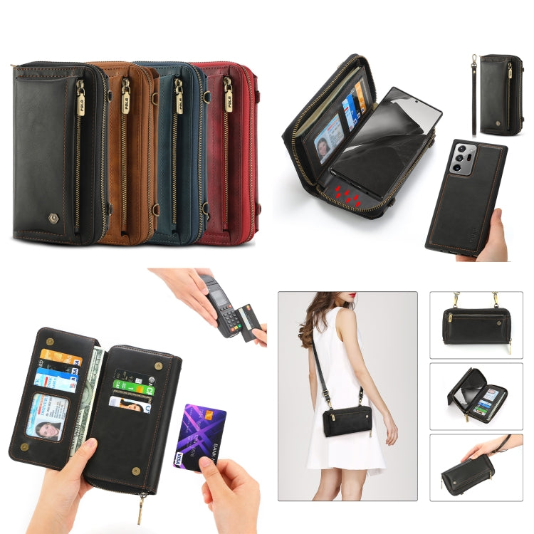 For Samsung Galaxy Note20 Ultra Crossbody Multi-functional Zipper Wallet Leather Phone Case(Black) - Galaxy Note20 Ultra Cases by buy2fix | Online Shopping UK | buy2fix
