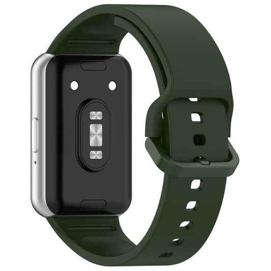 For Samsung Galaxy Fit 3 SM-R390 Solid Color Buckle Silicone Watch Band(Dark Green) by buy2fix