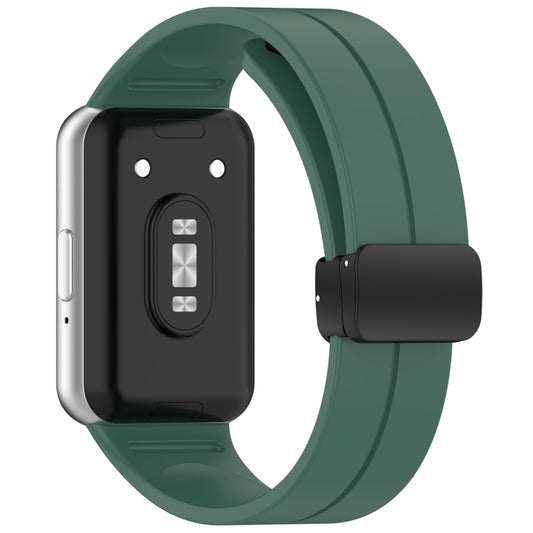 For Samsung Galaxy Fit 3 SM-R390 Magnetic Folding Buckle Silicone Watch Band(Dark Green) by buy2fix
