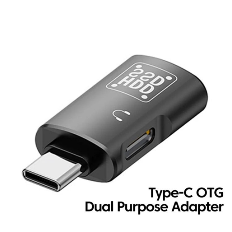 JS-109 USB-C / Type-C to Type-C + USB 3.0 Converter OTG Adapter for Digital Headset and U-Disk(Black) by buy2fix