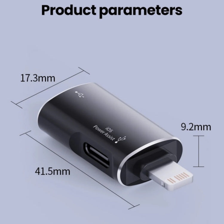 JS-103 8 Pin Male to USB+Type-C Female OTG Adapter(Silver) by buy2fix