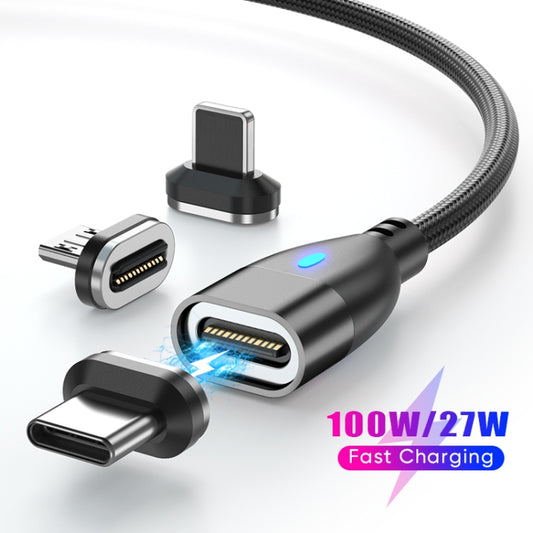 ENKAY 3 in 1 PD100W Type-C to Type-C / 8 Pin / Micro USB Magnetic Fast Charging Cable, Cable Length:1.8m(Black) by ENKAY