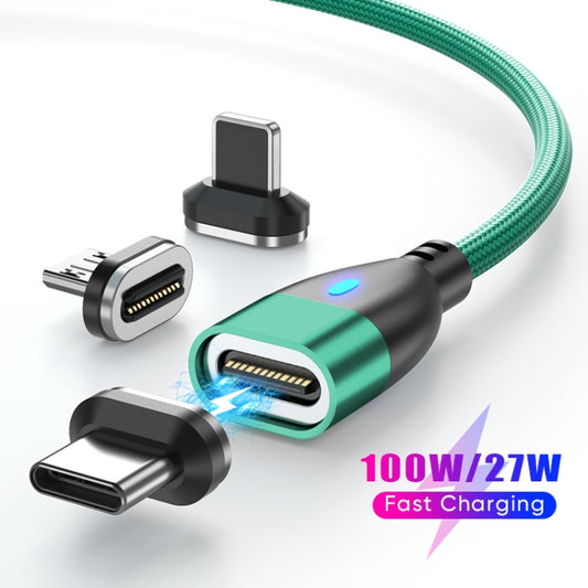 ENKAY 3 in 1 PD100W Type-C to Type-C / 8 Pin / Micro USB Magnetic Fast Charging Cable, Cable Length:1.8m(Green) by ENKAY