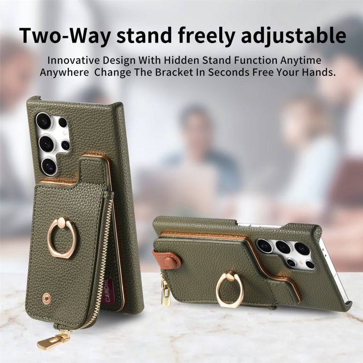 For Samsung Galaxy S24 Ultra 5G Litchi Leather Oil Edge Ring Zipper Wallet Back Phone Case(Green) by buy2fix