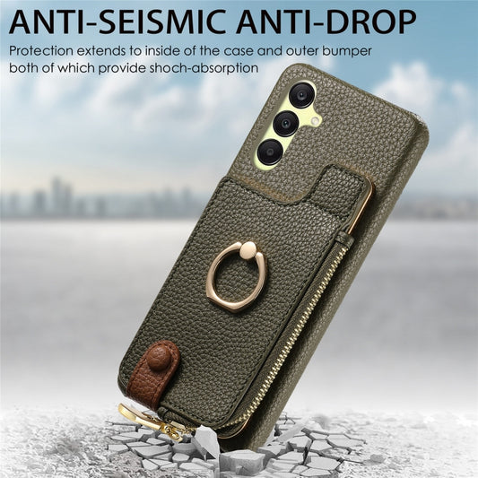 For Samsung Galaxy A25 Litchi Leather Oil Edge Ring Zipper Wallet Back Phone Case(Green) by buy2fix