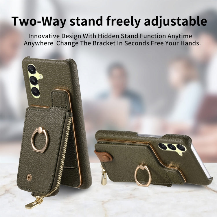 For Samsung Galaxy A25 Litchi Leather Oil Edge Ring Zipper Wallet Back Phone Case(Green) by buy2fix