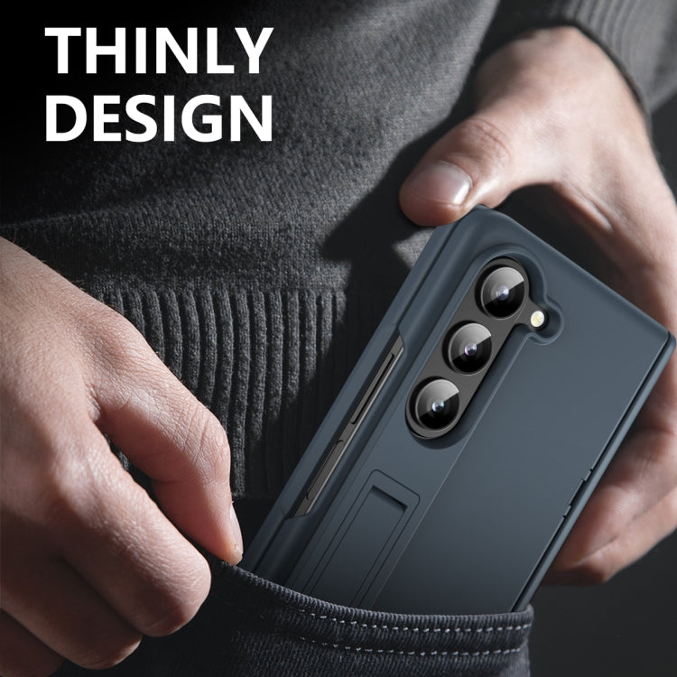 For Samsung Galaxy Z Fold5 5G All-inclusive Shockproof Phone Case with Holder(Grey) - Galaxy Z Fold5 Cases by buy2fix | Online Shopping UK | buy2fix